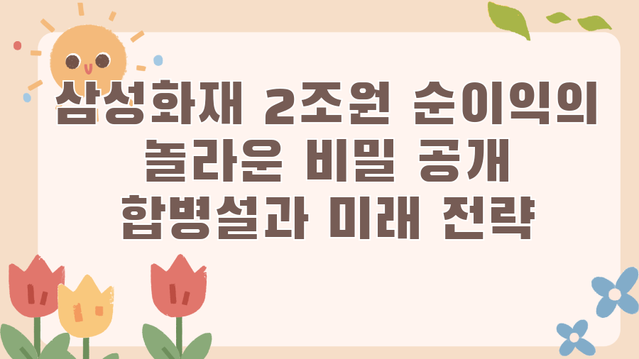 삼성화재 2조원 순이익의 놀라운 비밀 공개 합병설과 미래 전략